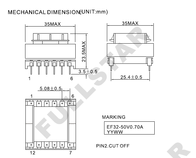 EF32 Type Switching Power transformator med induktans 7.94mH